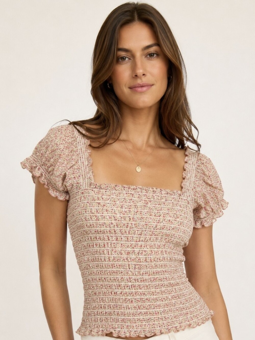 La Ligne Ditzy Floral Smocked Top Small NWOT